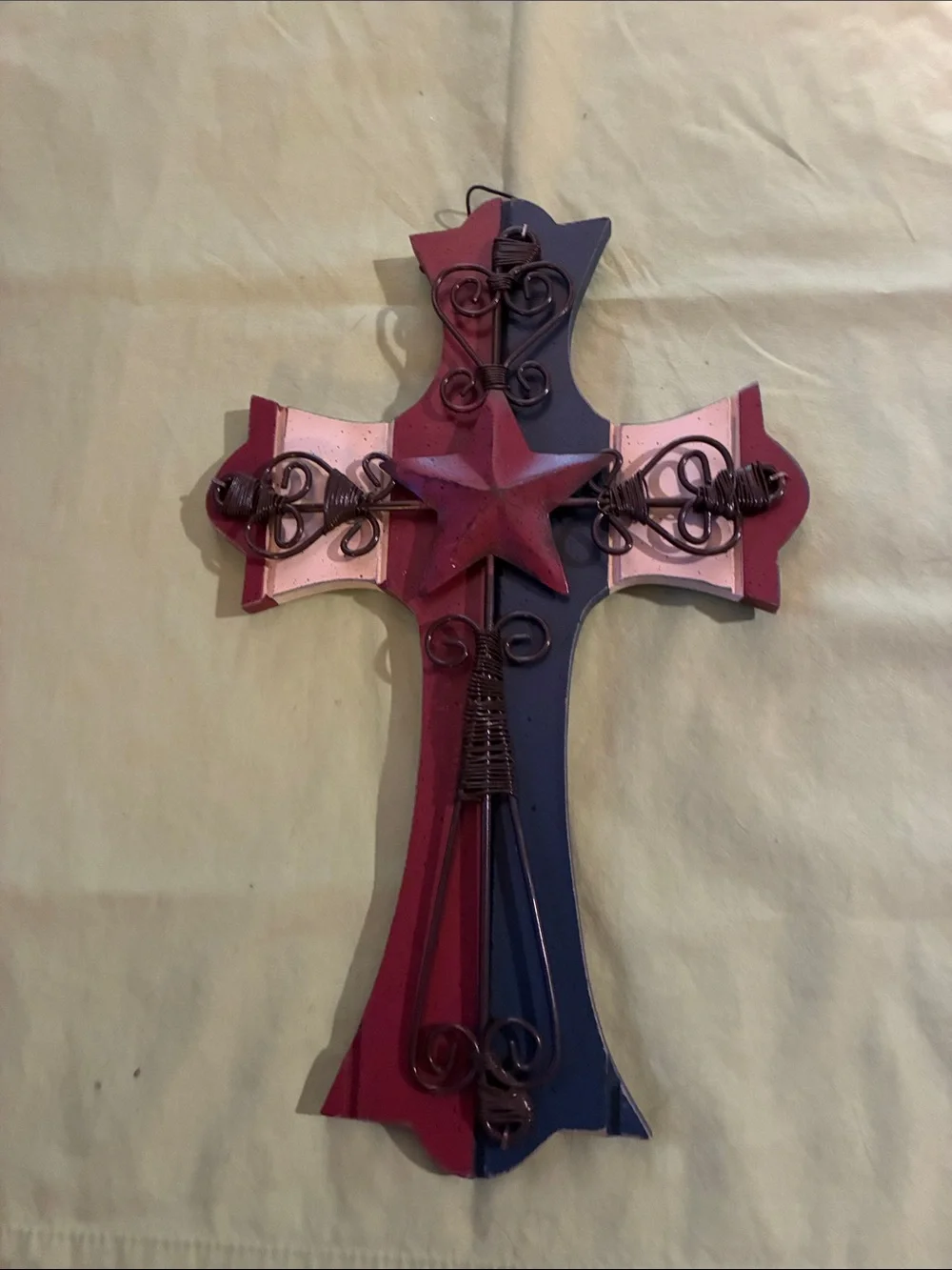 Hobby Lobby Red and Blue Layered Star Cross Wall Accent